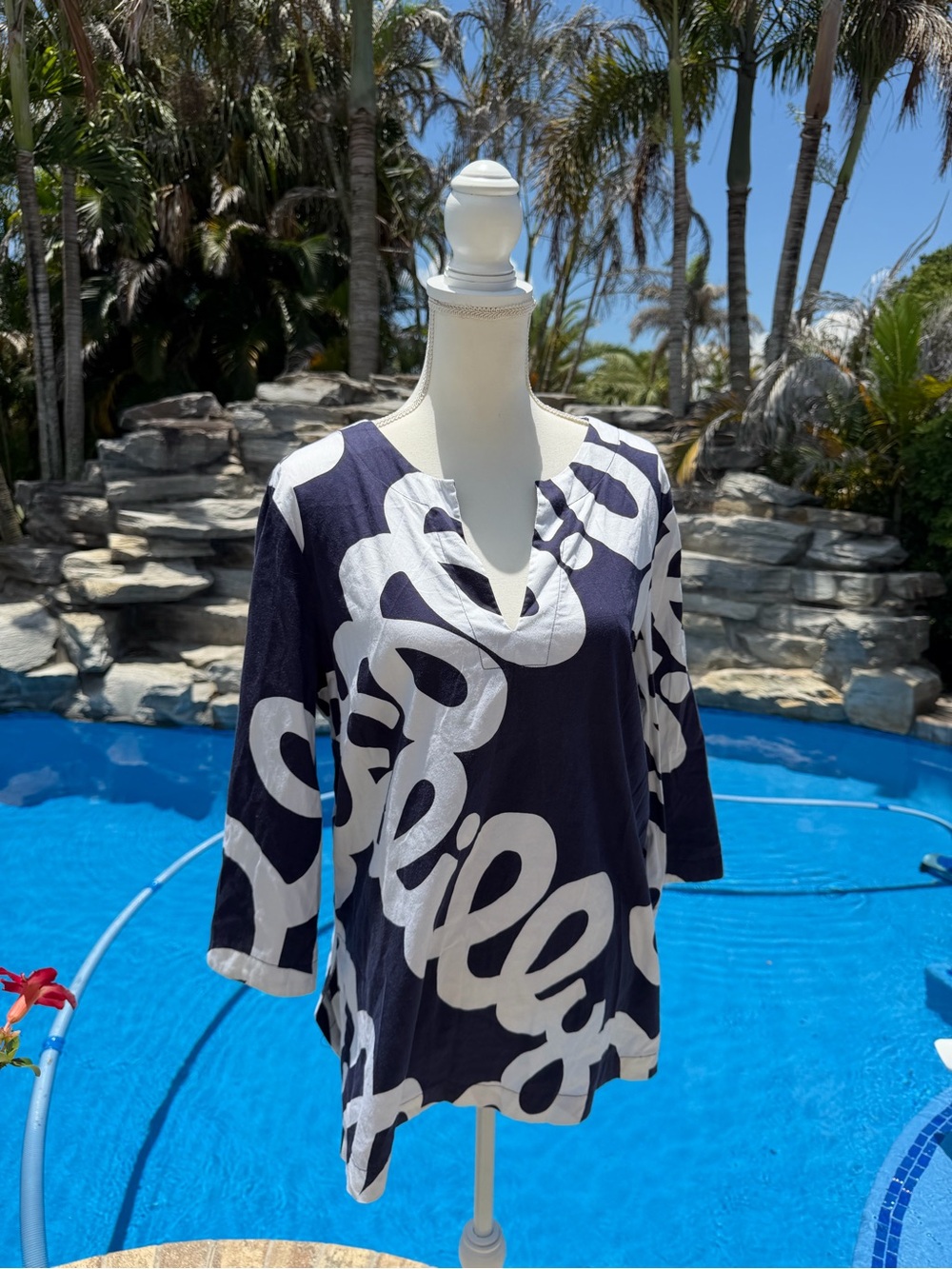 Lilly Pulitzer Navy & White Flowy Shirt